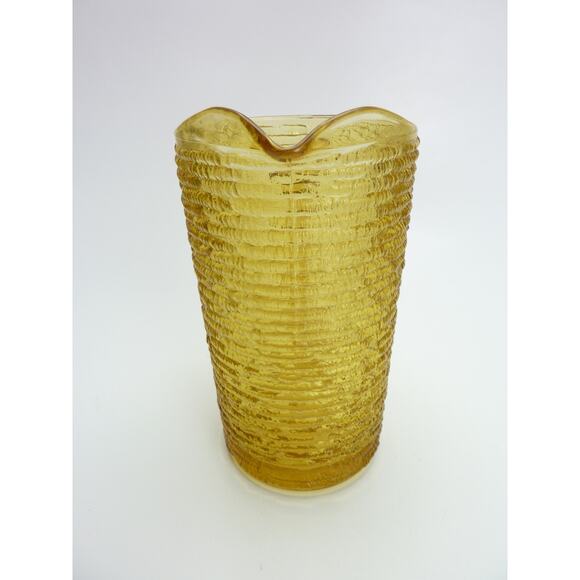 Vintage Small Glass Juice Bedside Pitcher Soreno Honey Gold Yellow 1970s MCM - Picture 4 of 6